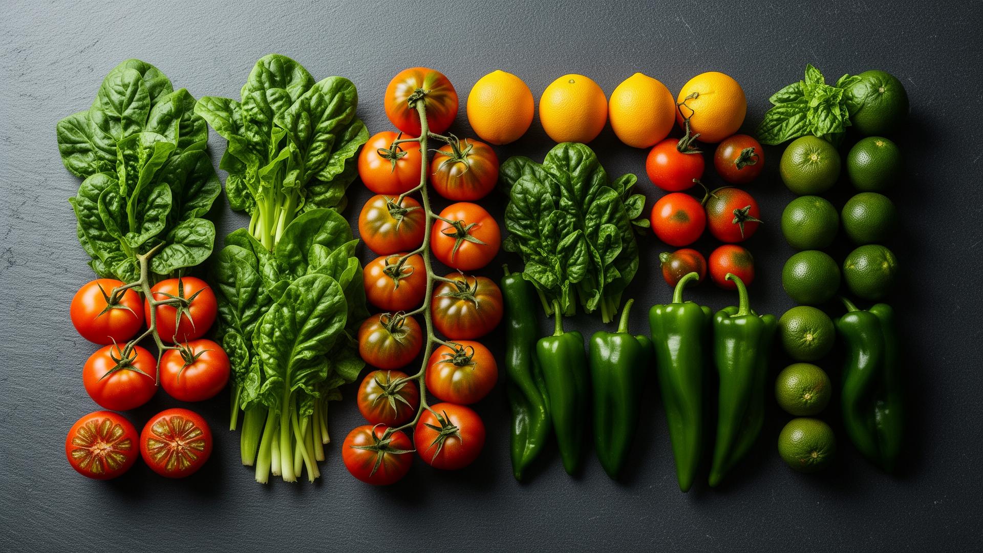 Fresh premium produce arranged on slate